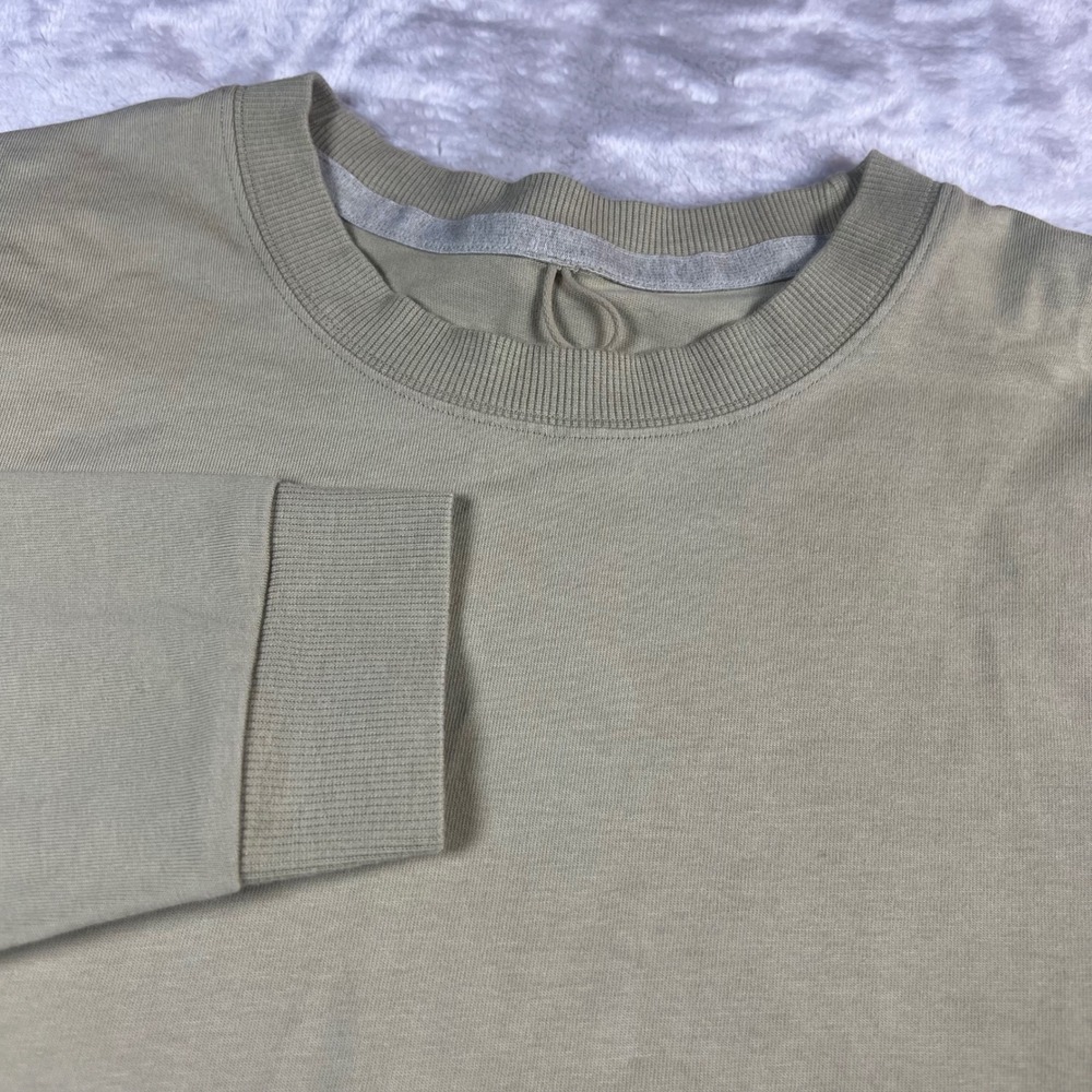 Lululemon Men's L? Long Sleeve Crewneck Shirt Tan Khaki Ribbed‎ Cuffs Athleisure